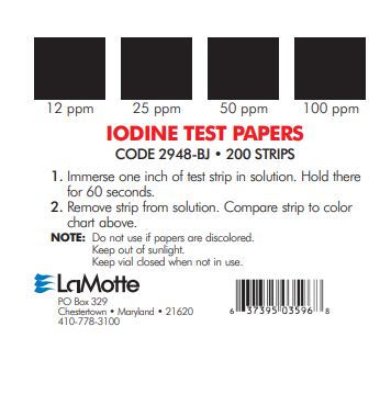 2948 -Tiras para Yodo 12-100ppm Pk/200 Lamotte
