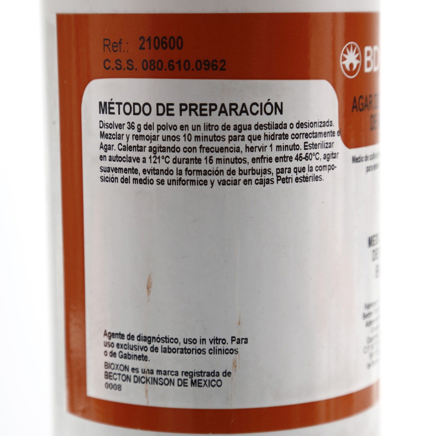 210600 - Agar Eosina Y Azul De Metileno 450g Bioxon