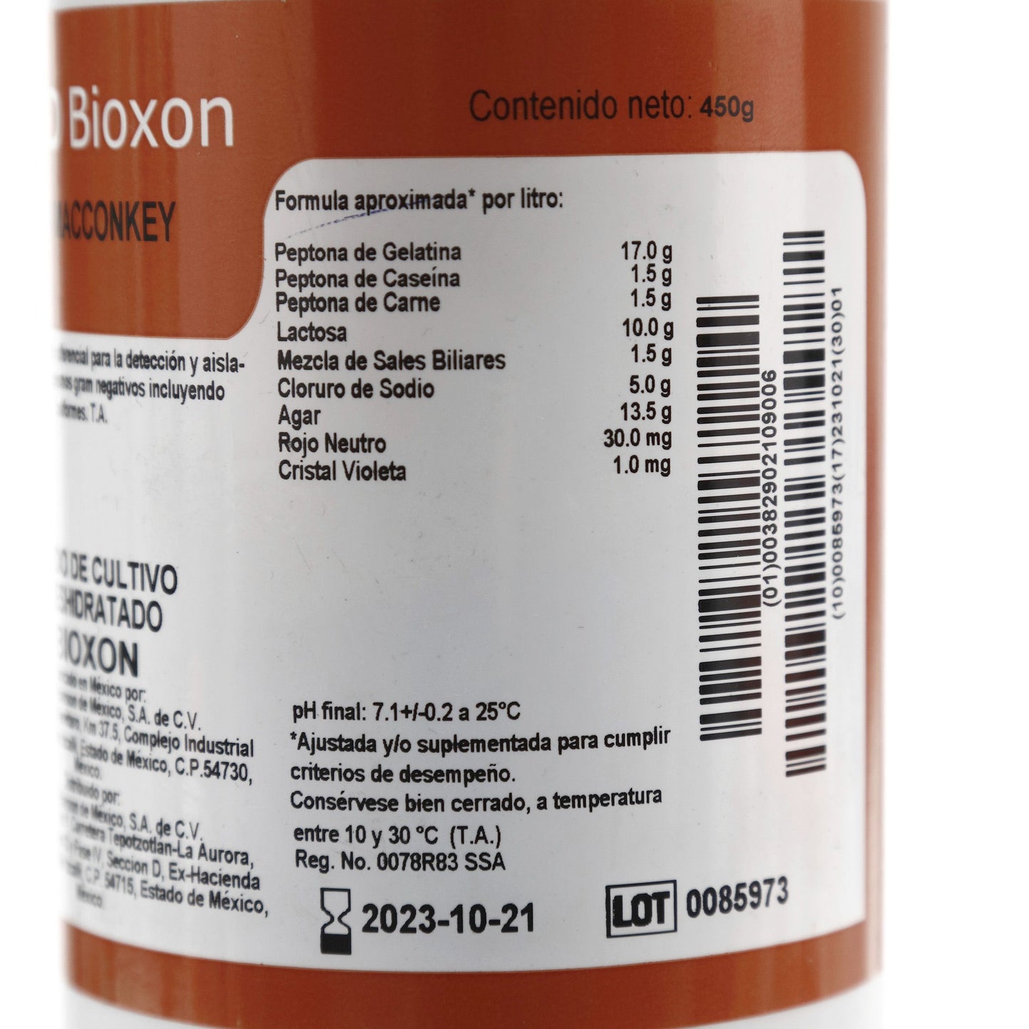 210900 - Agar Mac Conkey 450g Bioxon