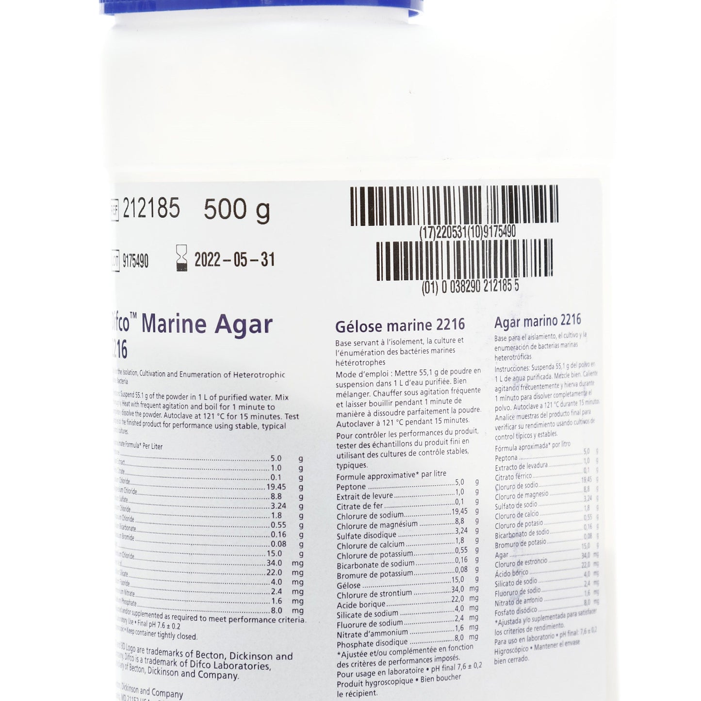 212185 - Agar Marino 500g Difco