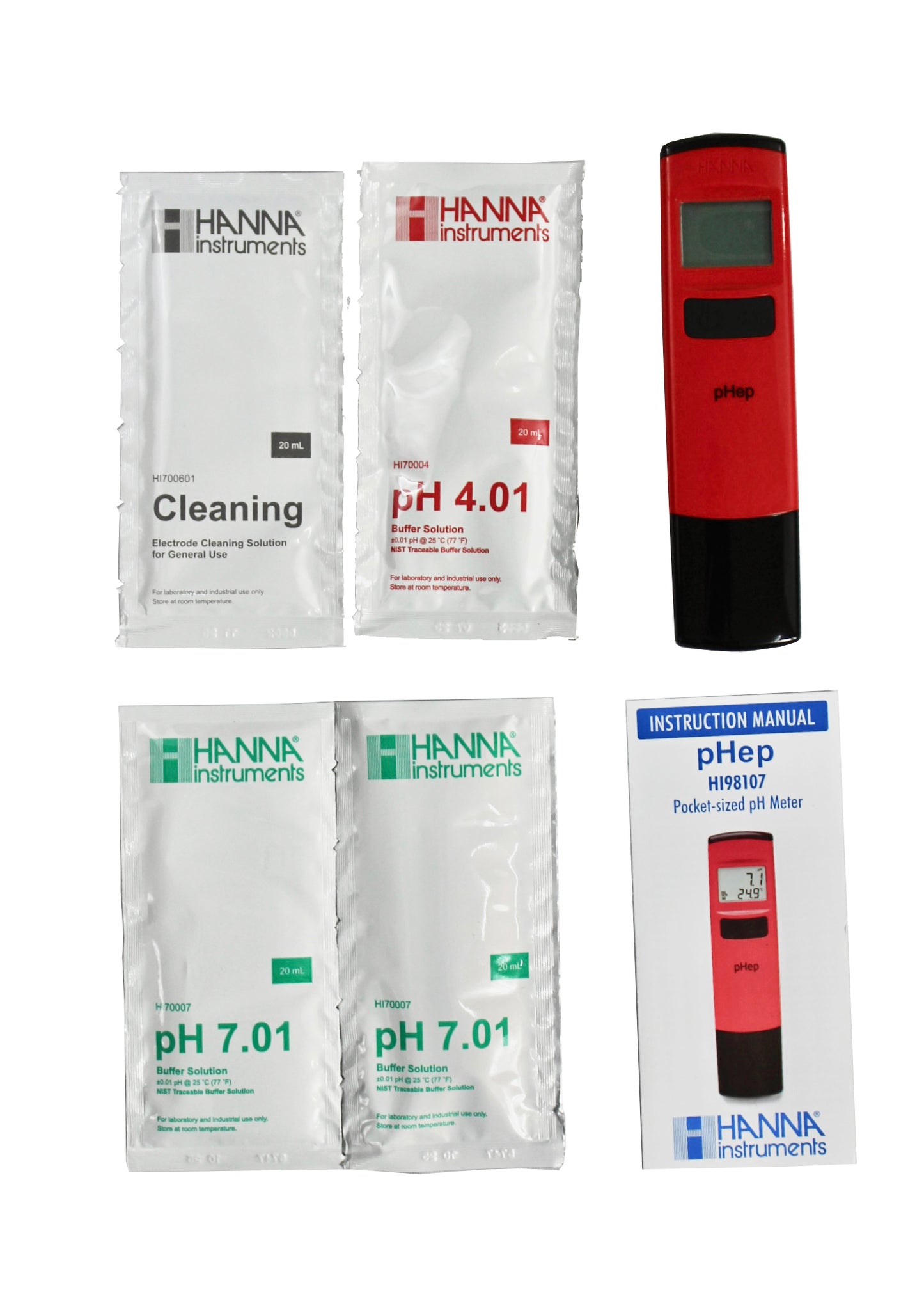 HI98107 –Medidor De Ph 0.0-14.0 Digital De Bolsillo Rojo Hanna