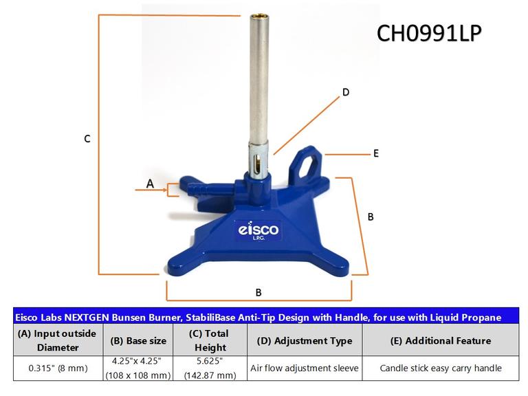CH0991LP - Mechero Bunsen Sencillo Básico 145mm Eisco