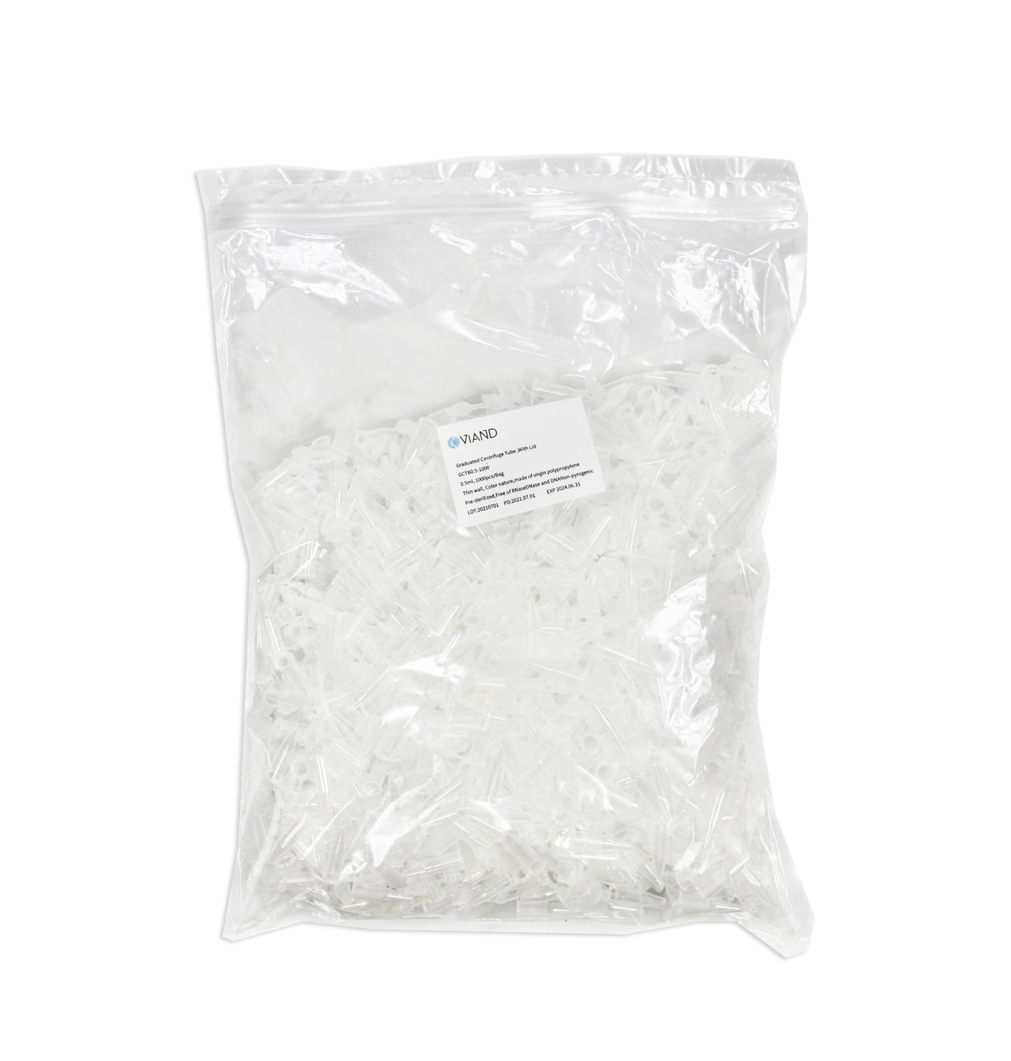 GCTB0.5-1000 - Microtubo Pre-Estéril 0.5ml Claro Libre De Rnasednase Pk/1000 Viand