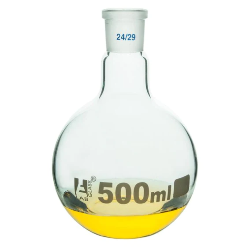 CH0412I - Matraz Bola Fondo Plano Cuello Corto 24/40 500ml Eisco