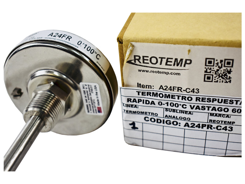 A24FR-C43 – Termómetro Respuesta Rápida 0-100°C Vástago 60cm Reotemp