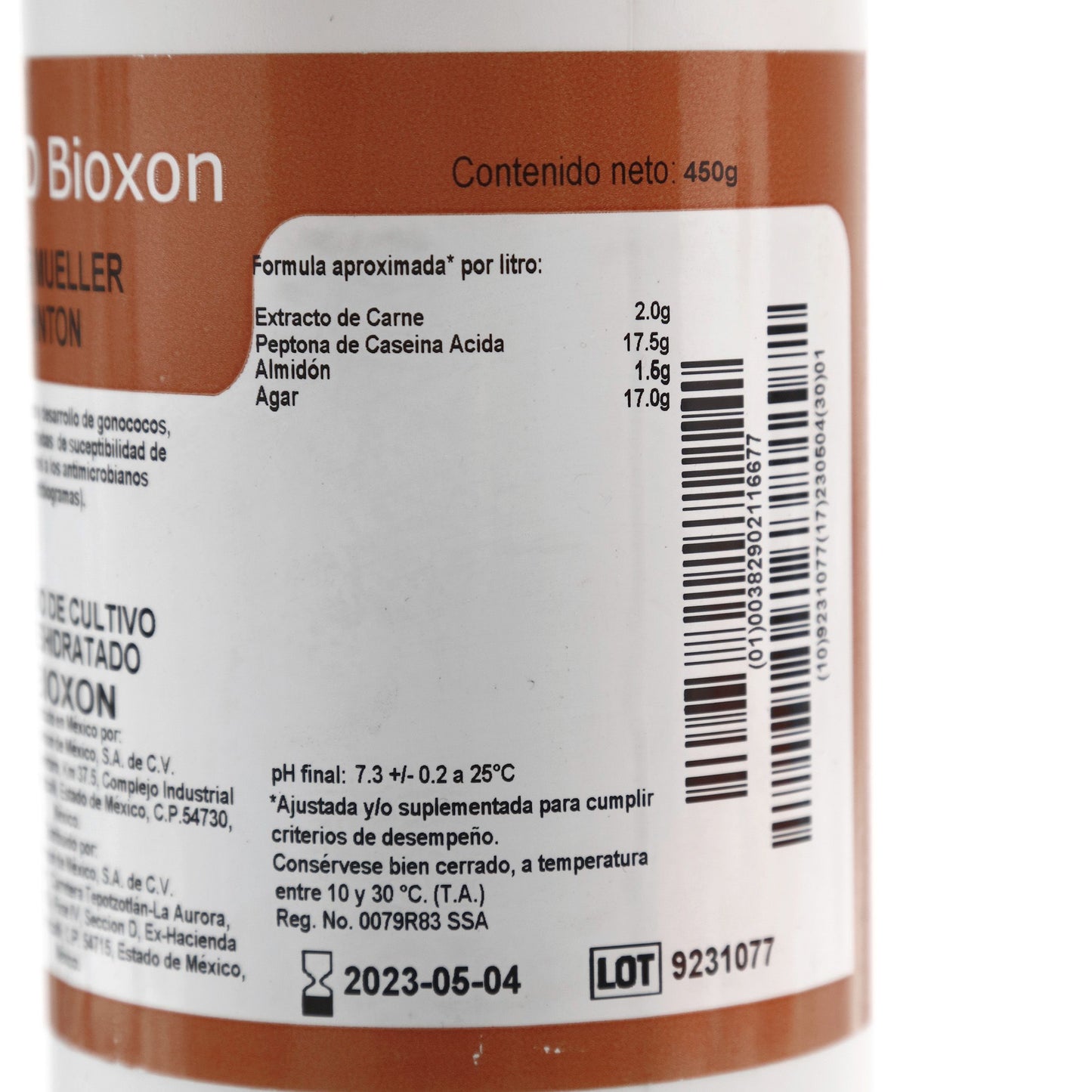 211667 - Agar Mueller Hinton 450g Bioxon