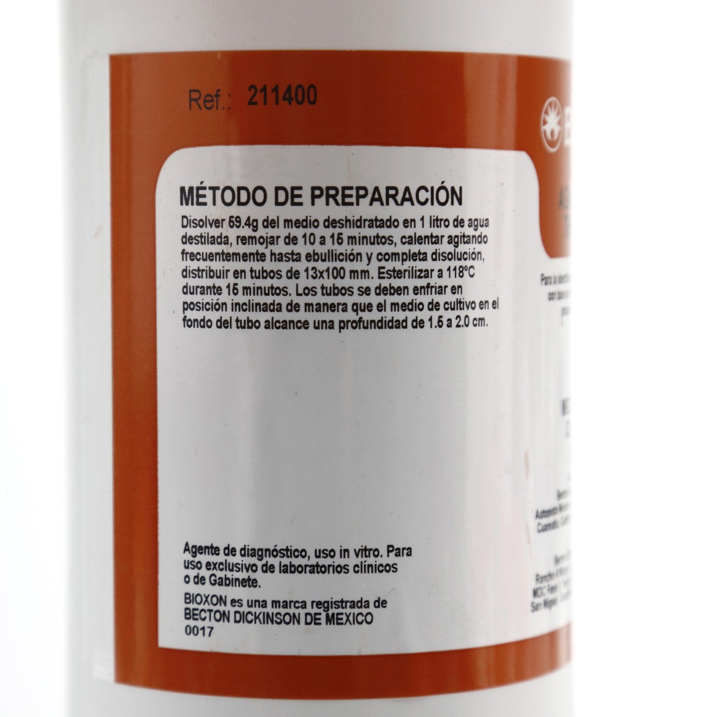 211400 - Agar Hierro Y Triple Azucar 450g Bioxon