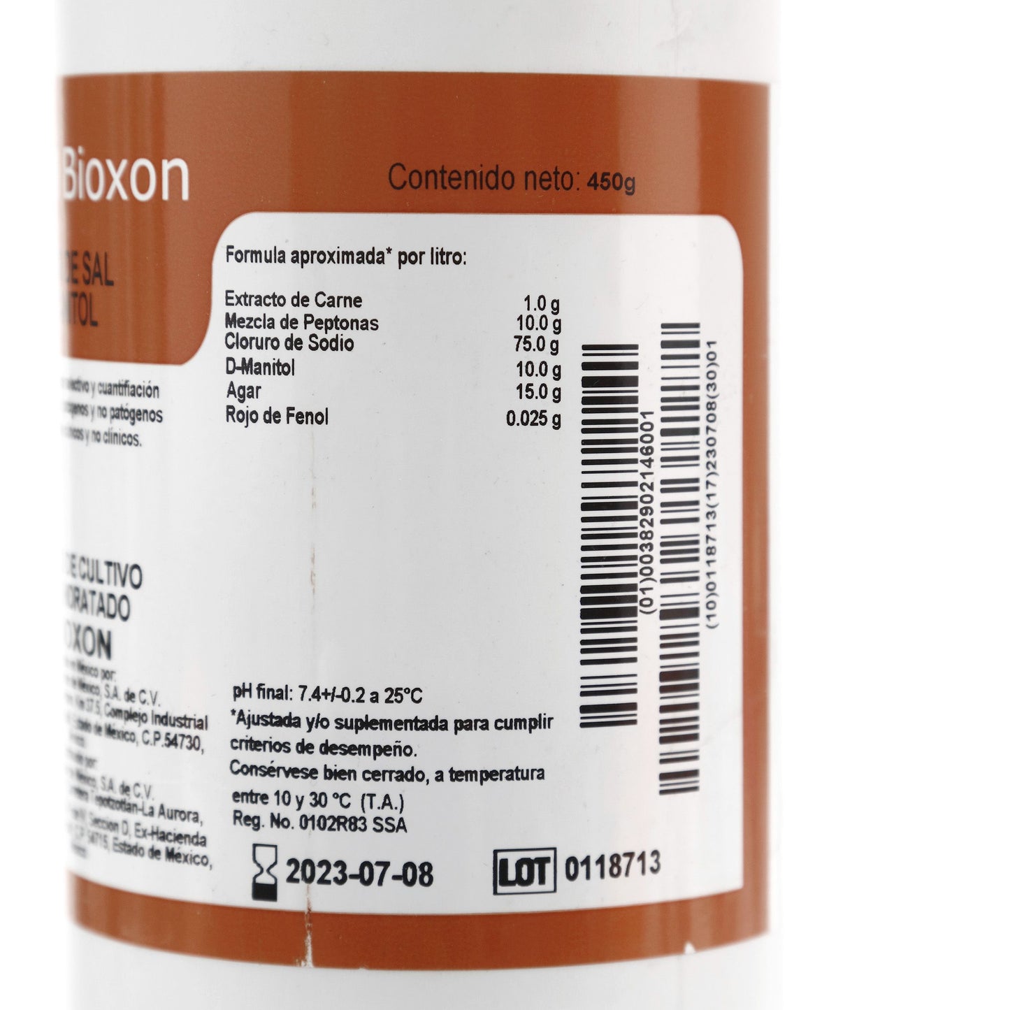 214600 - Agar Sal Y Manitol 450g Bioxon