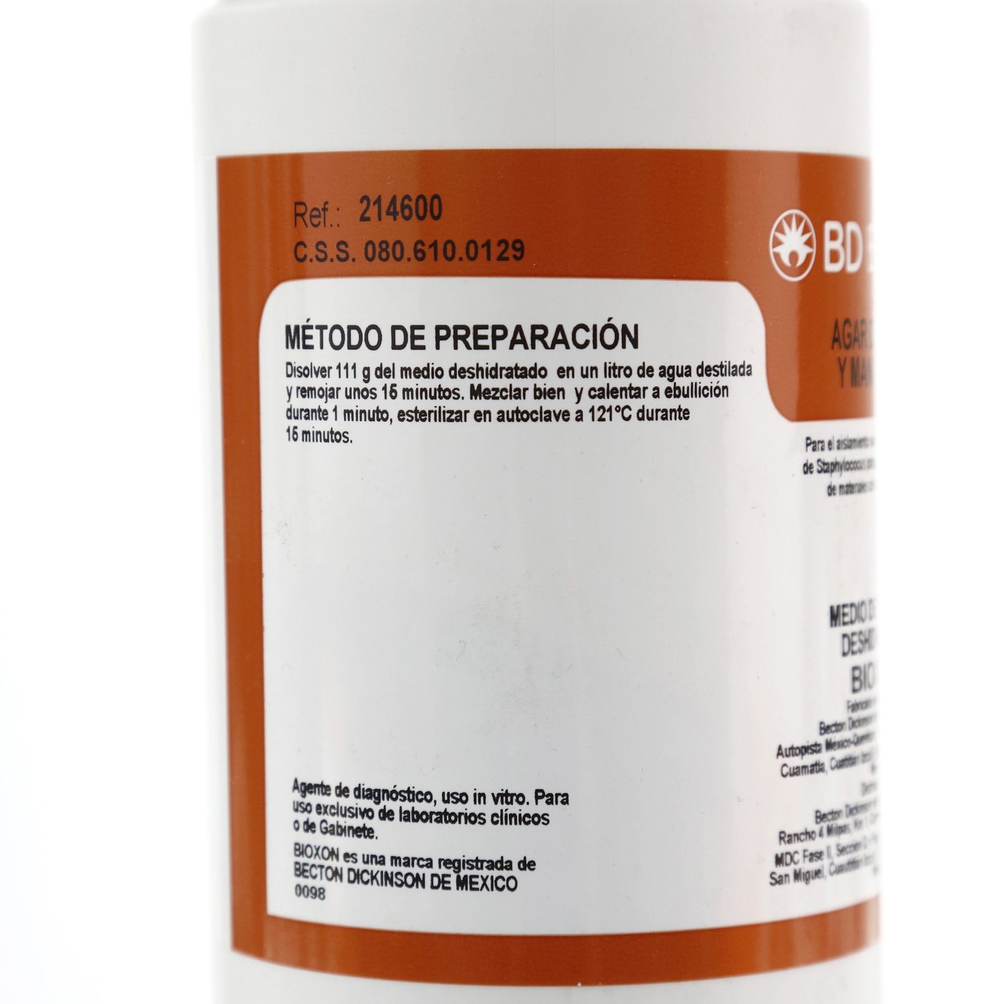 214600 - Agar Sal Y Manitol 450g Bioxon