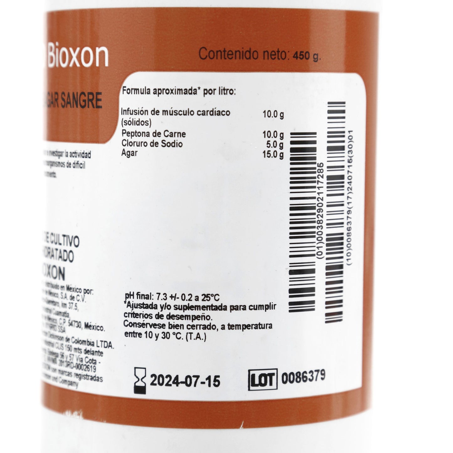 211728 - Base De Agar Sangre 450g Bioxon