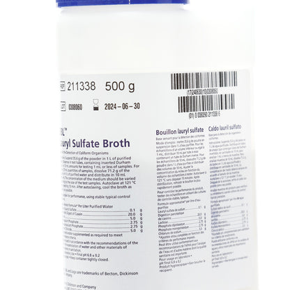 211338 - Caldo Lauril Sulfato 500g Difco