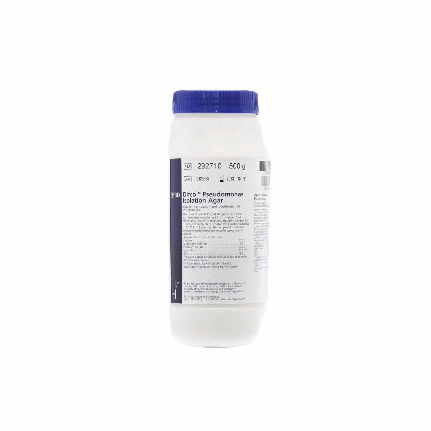 292710 - Agar Para Aislamiento De Pseudomonas 500g Difco