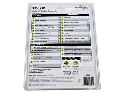 1735 – Termohigrómetro Digital C/Barómetro, Sensor Remoto Taylor