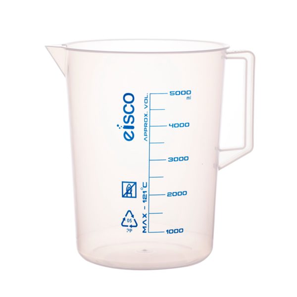 CH0357F - Vaso Graduado Polipropileno C/Asa G/Azul 5lt Eisco