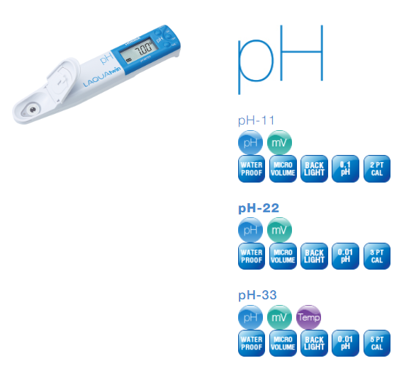 PH33 – Medidor De Ph/Mv/°C 0.00 A 14.00 Laquatwin Horiba