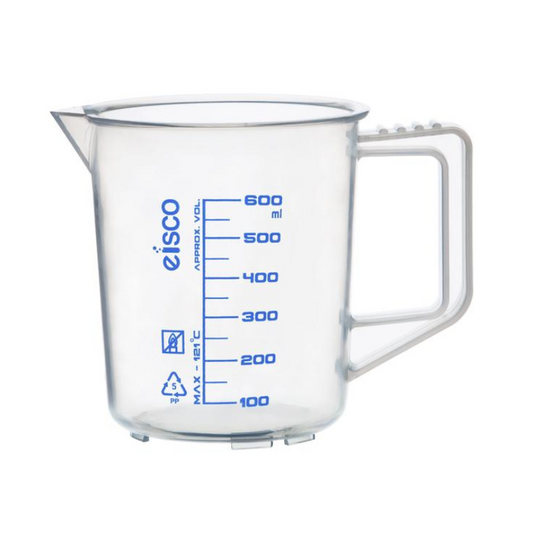 CH0357C - Vaso Graduado Polipropileno C/Asa G/Azul 600ml Eisco