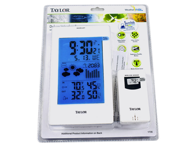 1735 – Termohigrómetro Digital C/Barómetro, Sensor Remoto Taylor