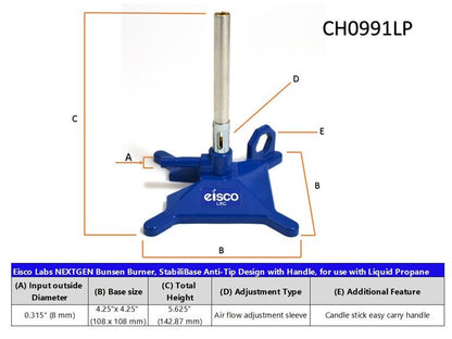 CH0991LP - Mechero Bunsen Sencillo Básico 145mm Eisco