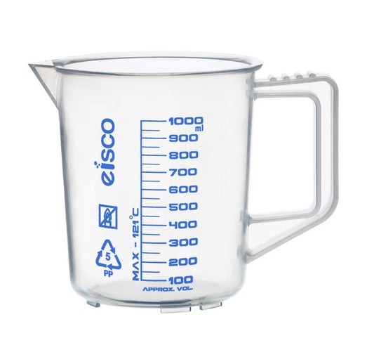 CH0357D - Vaso Graduado Polipropileno C/Asa G/Azul 1lt Eisco