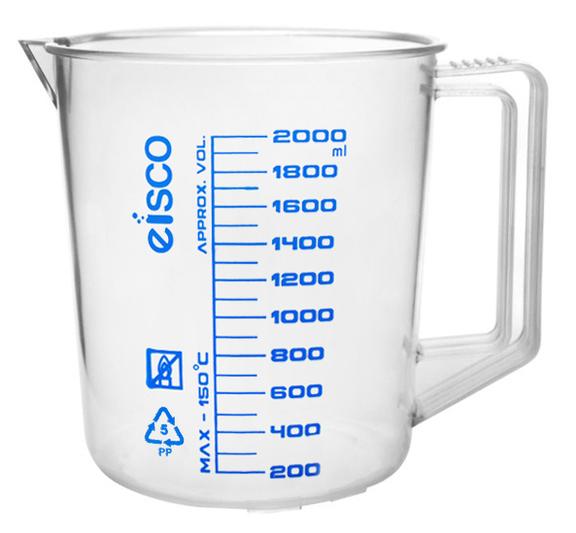 CH0357E - Vaso Graduado Polipropileno C/Asa G/Azul 2lt Eisco