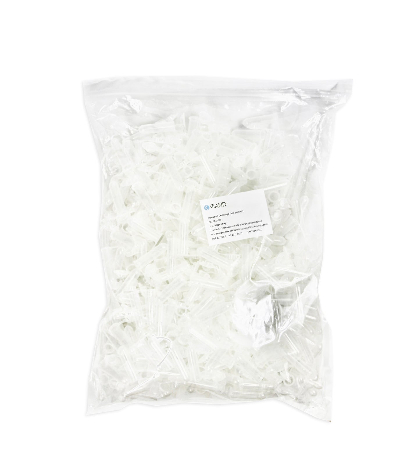 GCTB2.0-500 - Microtubo Pre-Estéril 2.0ml Claro Libre De Rnasednase Pk/500 Viand